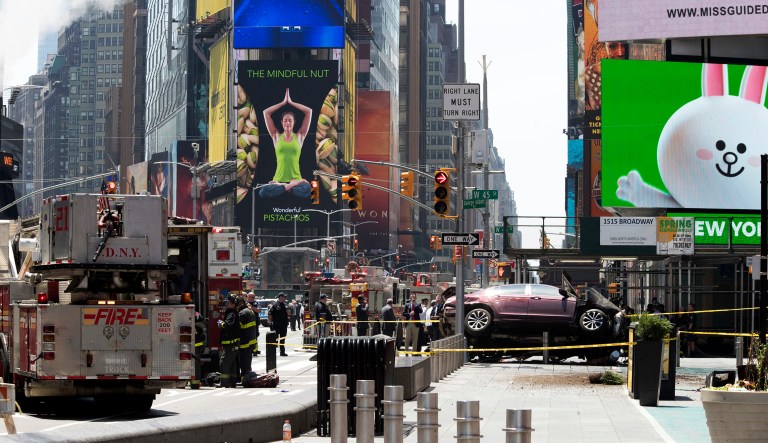 In May, a man drove his car into people in Times Square, killing one and injuring 2 others. (AP Photo/Mary Altaffer, File)