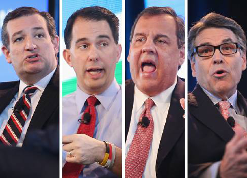 Ted Cruz, Scott Walker, Chris Christie and Rick Perry all addressed an Iowa agriculture summit this weekend. (Getty Images photos)
