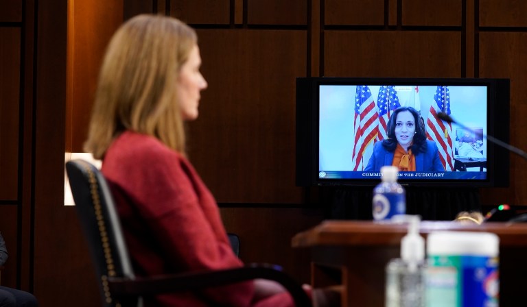 On Day Two, Barrett promises judicial independence after Democrats question Trump’s and Scalia’s influence