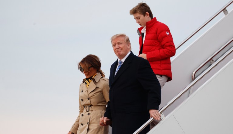 President Donald Trump, first lady Melania Trump, and their son Barron Trump.