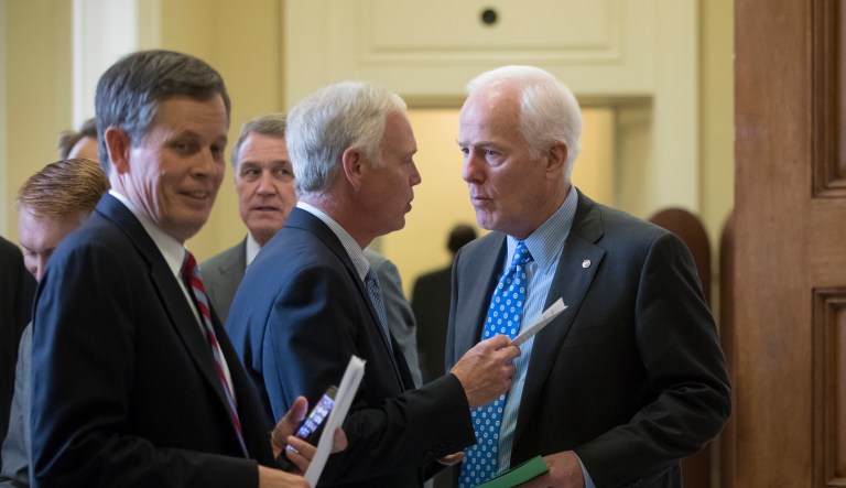 Sen. John Cornyn said he hopes to bring the legislation to the floor by Wednesday despite objections to the legislation by Sens. Ron Johnson and Steve Daines. (AP Photo/J. Scott Applewhite)