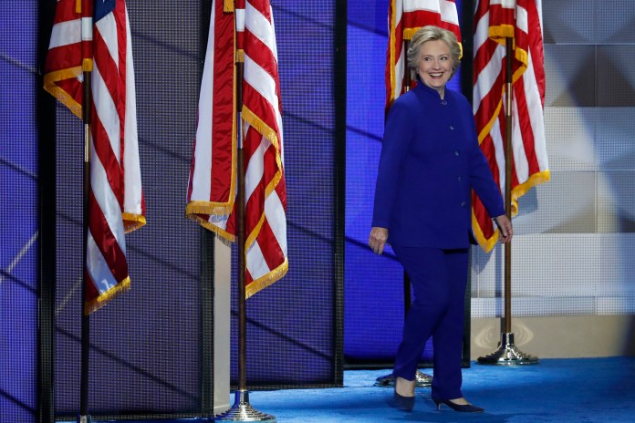 "We are clear-eyed about what our country is up against," Hillary Clinton will say according to an excerpt of her remarks. (AP Photo/J. Scott Applewhite)