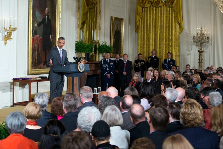 Director Mel Brooks and restaurateur Jose Andres are among the 24 people who will receive the 2015 National Medal of Arts and the National Humanities Medal from President Obama and the the first lady next week. (AP Photo/Evan Vucci)