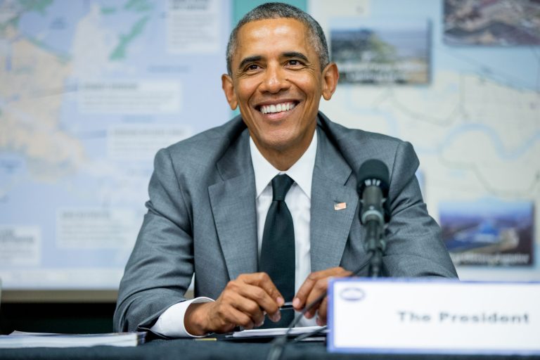 President Barack Obama participates in a roundtable on Hurricane Katrina at Andrew P. Sanchez Community Center in New Orleans, Thursday, Aug. 27, 2015, while visiting for the 10th anniversary since the devastation of Hurricane Katrina. (AP Photo/Andrew Harnik)