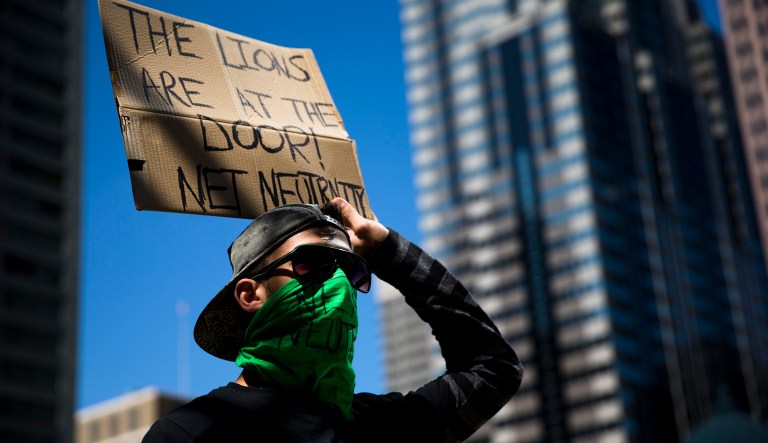 The FCC voted last month to take down the Obama-era net neutrality rule, which was aimed at preventing companies from interfering with the flow of information online from their competitors. (AP Photo/Matt Rourke)