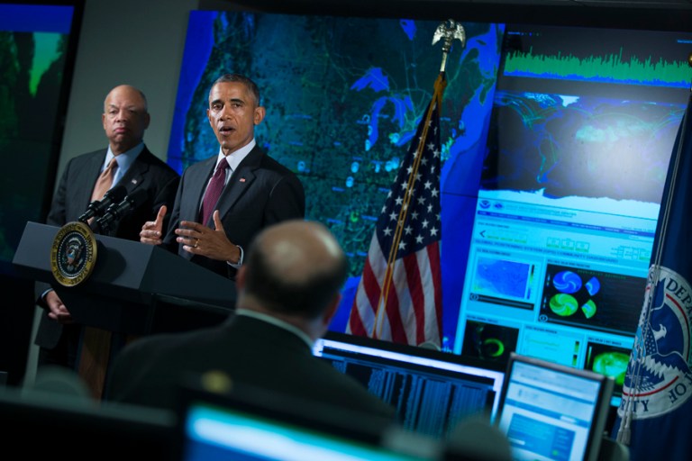 The president has requested $19 billion for cybersecurity funding, an increase of about $5 billion over the current year. Of that, a little over $3 billion would go toward upgrading federal computer systems. (AP file photo/Evan Vucci)