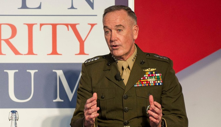 Chairman of the Joint Chiefs of Staff Gen. Joseph Dunford sent a memo to senior leaders and commanders worldwide Thursday saying there will be no change to the Pentagon policy barring discrimination against transgender troops until there are further orders from the military's civilian leaders. (Anna Stonehouse/The Aspen Times via AP)