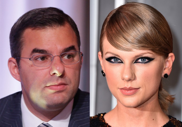 A feud started after Rep. Justin Amash tweeted his lack of support for Taylor Swift trademarking her birth year, 1989. (AP Photos)