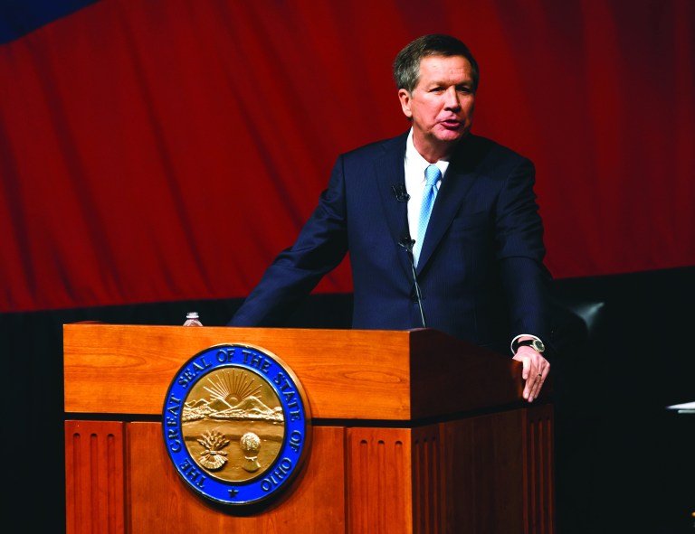 Associates of Ohio Gov. John Kasich, known in Washington as budget whiz kid, are working overtime to get him firmly placed in the top tier of the 2016 GOP potential nominees. (AP/Rick Osentoski)