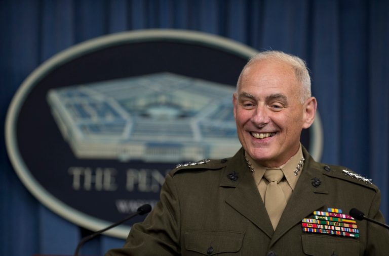 U.S. Southern Command Commander Gen. John F. Kelly speaks to reporters during his last briefing at the Pentagon in Washington, Friday, Jan. 8, 2016. (AP Photo/Manuel Balce Ceneta)