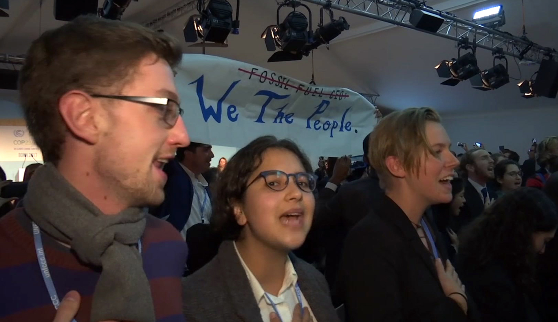 Protesters sing ‘God Bless the USA’ parody to interrupt Trump officials at climate meeting