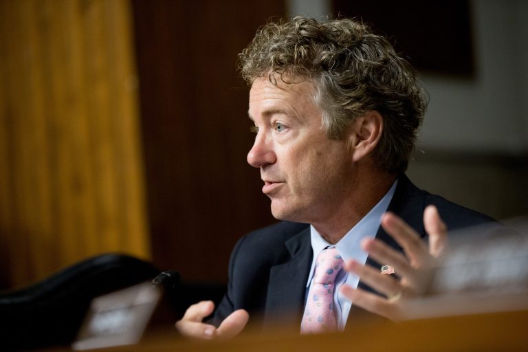 In this photo taken July 23, 2015, Republican presidential candidate, Sen. Rand Paul, R-Ky., speaks on Capitol Hill in Washington. (AP Photo/Andrew Harnik)