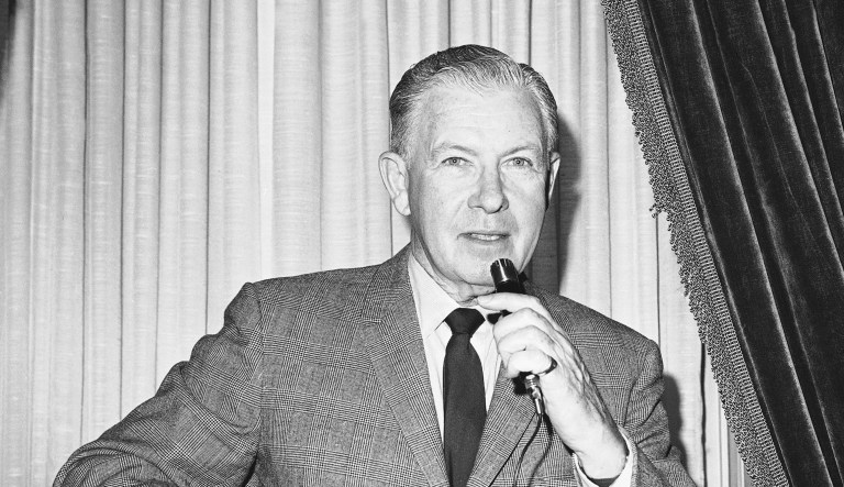 Sen. George Murphy, R-Calif., was a former movie star with a sweet tooth who brought some bipartisanship to Congress in 1964 with his famed Candy Desk. The institution survives today and remains a place where lawmakers of any ilk are welcome to a handful of sweets. (AP Photo/John Rous)