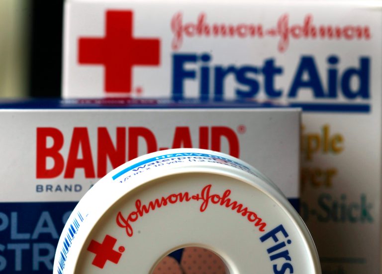 FILE - In this Monday, July 16, 2012 photo,  Johnson & Johnson products are displayed in Orlando, Fla. Johnson & Johnson reports quarterly financial results on Tuesday, Oct. 14, 2014. (AP Photo/John Raoux, File)
