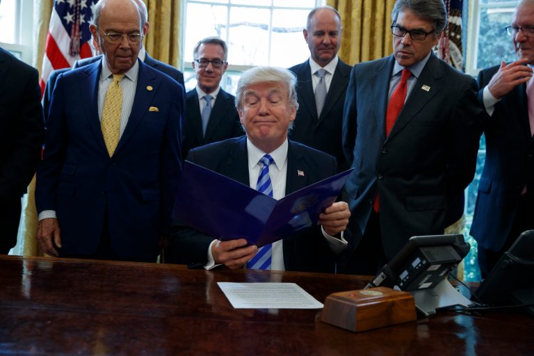 Environmentalists plan to descend on the White House grounds Friday evening to protest President Trump's decision to approve the Keystone XL oil pipeline, but not before celebrating a victory over the failure of Republicans' Obamacare replacement bill. (AP Photo/Evan Vucci)