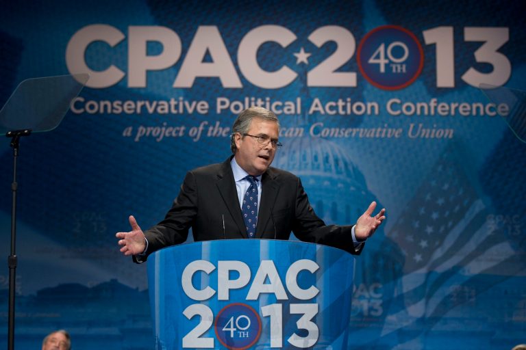 Former Florida Gov. Jeb Bush speaks during the Ronald Reagan Dinner at the 40th annual Conservative Political Action Conference in National Harbor, Md., Friday, March 15, 2013. (AP Photo/Jacquelyn Martin)