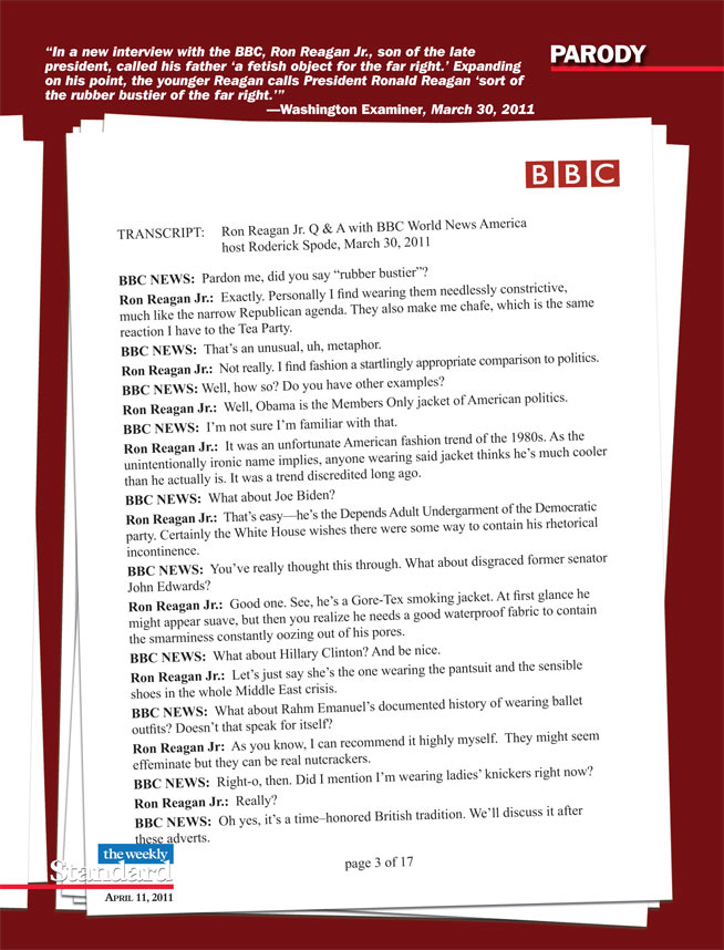 Ron Reagan’s Rollicking Runway