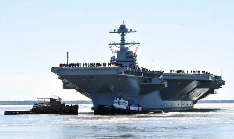 The annual shipbuilding cost, which would dramatically increase the current 275-ship fleet, is 40 percent more than what Congress approved in 2016. (Chief Mass Communication Specialist Christopher Delano/U.S. Navy via AP)