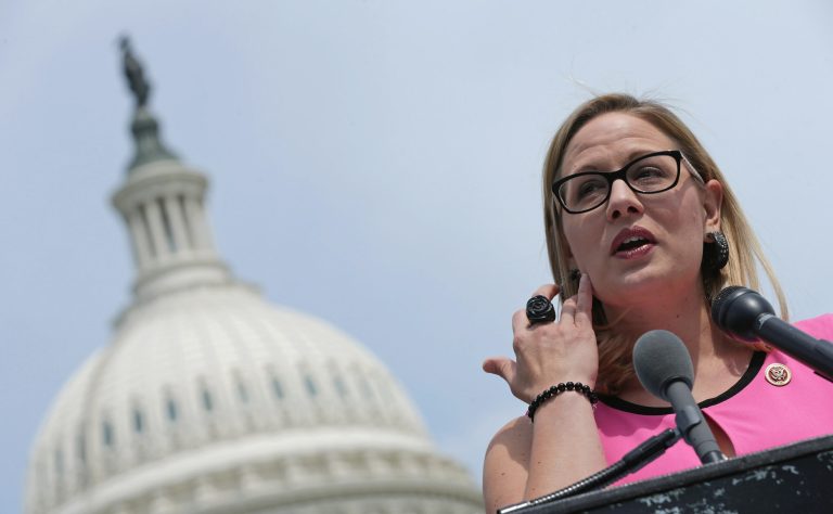 Rep. Kyrsten Sinema, D-Ariz., joins a group of bipartisan Congressmen during a news conference outside the U.S. Capitol. (Getty File Photo/Chip Somodevilla)