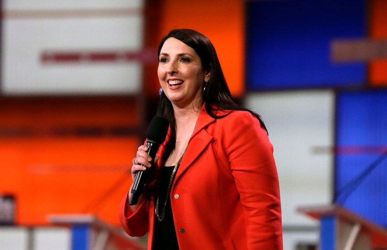 RNC Chairwoman Ronna Romney McDaniel announced the fundraising haul is the largest first quarter following a presidential election in the party's history. (AP Photo/Carlos Osorio)