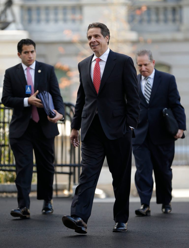   New York Gov. Andrew Cuomo arrives at the West Wing of the White House in Washington, Monday, Dec. 3, 2012, for a scheduled meeting with White House officials. (AP Photo/Pablo Martinez Monsivais)  