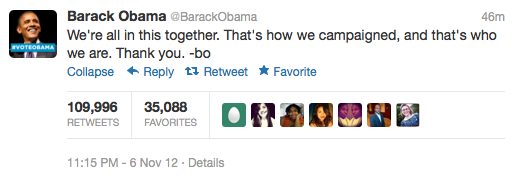 Obama tweets thanks to supporters