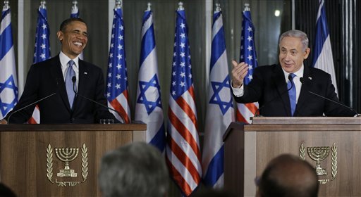 President Barack Obama and Israeli Prime Minister Benjamin Netanyahu participate in a joint news conference, Wednesday, March 20, 2013, at the prime minister's residence in Jerusalem. (AP Photo/Carolyn Kaster)
