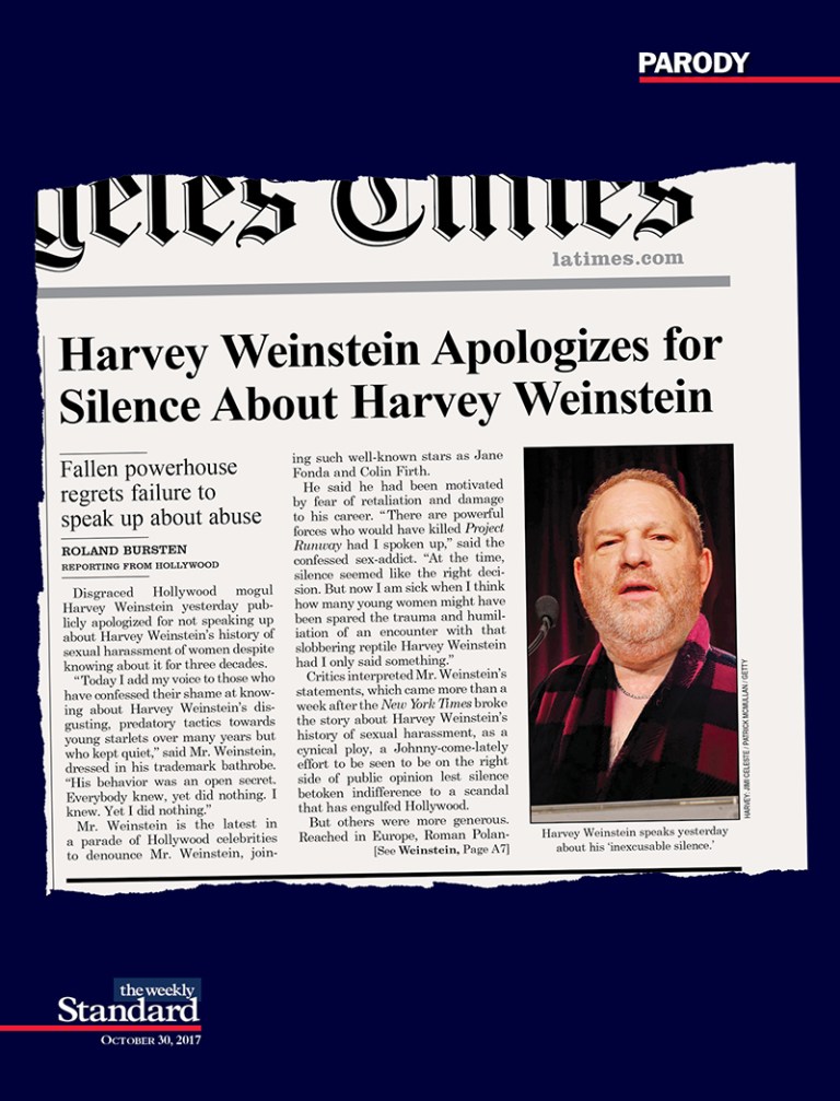 Harvey Weinstein’s Self-Denunciation