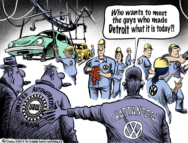 Editorial cartoon: Chattanooga and Detroit