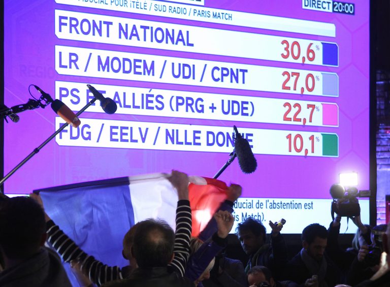 The National Front Party made big gains in French regional elections. (AP photo/Michel Spingler)