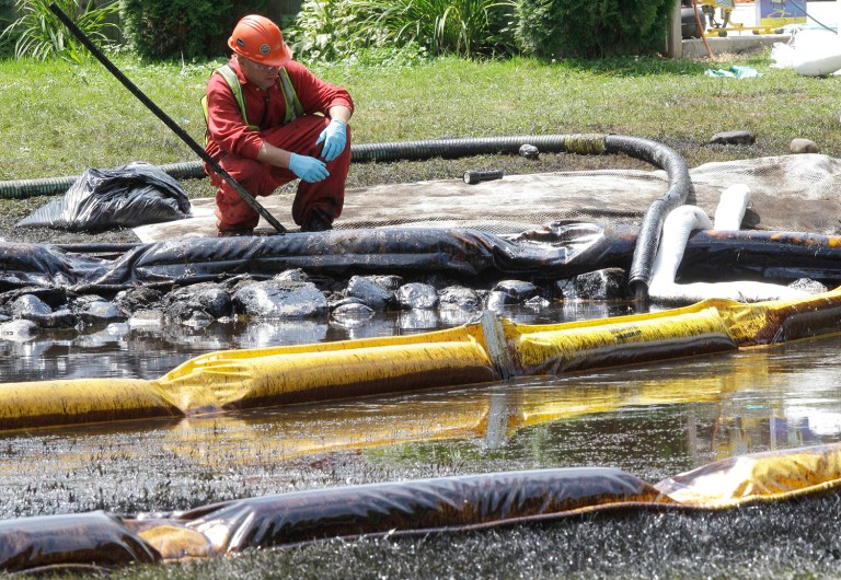 The Pipeline dumped almost 1 million gallons of crude oil into Michigan's Kalamazoo River in July 2010. (AP Photo/Paul Sancya, File)