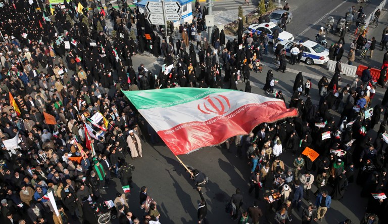 Protests erupted three weeks ago as Iranians called for Supreme Leader Ayatollah Ali Khamenei's resignation due to alleged corruption. Protesters also complained about economic hardships that they said was the result of Khamenei's leadership. (Nima Najafzadeh/Tasnim News Agency via AP)