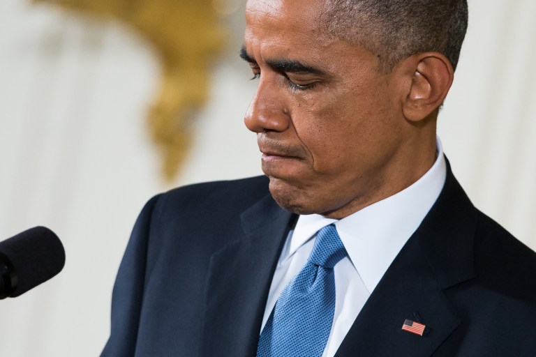 President Obama pauses during a news conference in the East Room of the White House on Wednesday in Washington. (AP/Evan Vucci)