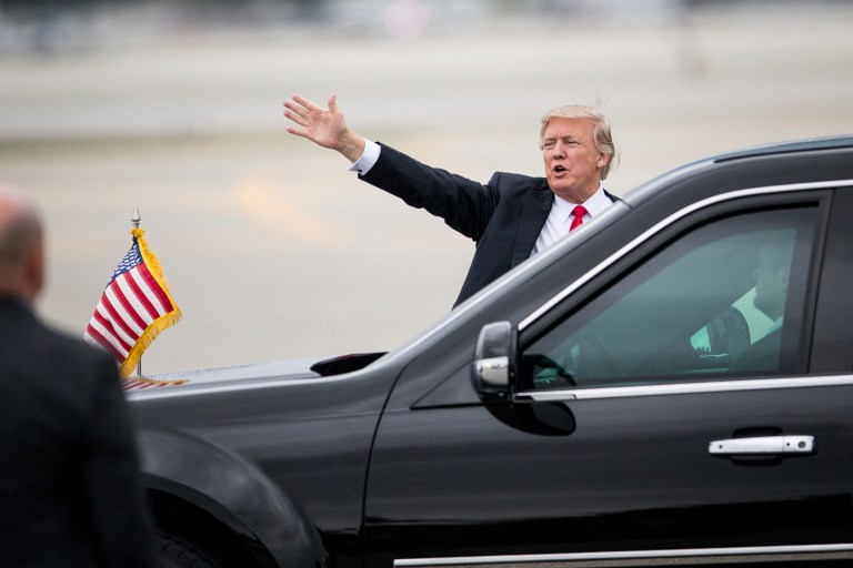 The president was back to taunting Arnold Schwarzenegger over Twitter by Saturday morning. (Michael Ares / The Palm Beach Post via AP)