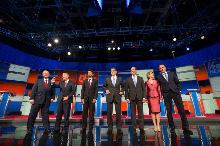 The one-hour broadcast was generally a civil affair and covered a range of domestic and foreign policy issues. (AP Photo)Â 