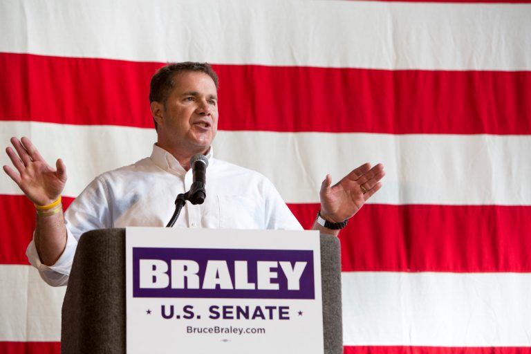 Iowa U.S. Senate candidate Bruce Braley speaks during a fundraiser for his campaign on Oct. 27 at the Iowa State Fairgrounds in Des Moines, Iowa. (AP Photo/Scott Morgan)