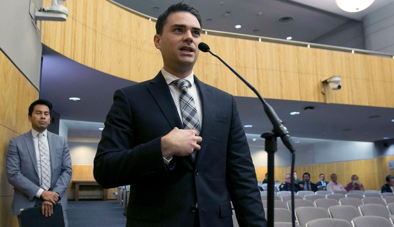 FILE - In this Oct. 3, 2017 photo, conservative writer Ben Shapiro speaks during the first of several legislative hearings planned to discuss balancing free speech and public safety in Sacramento, Calif. A University of Connecticut Republican student group has invited Shapiro to speak on Jan. 24, 2018, on campus in Storrs, Conn.