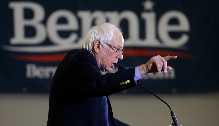 2020 Democratic presidential candidate Sen. Bernie Sanders addresses a rally during a campaign stop, Sunday, March 10, 2019, in Concord, N.H.
