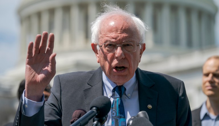 Democratic presidential candidate, Sen. Bernie Sanders, I-Vt., announces his legislation to cancel all student debt, at the Capitol in Washington, Monday, June 24, 2019.