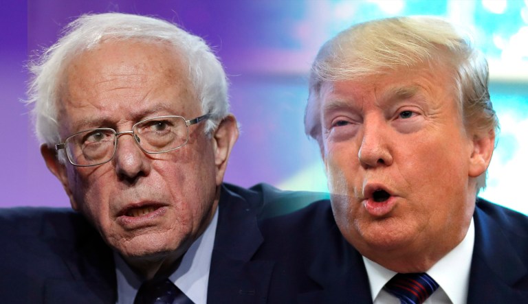 Donald Trump and Bernie Sanders are seen.