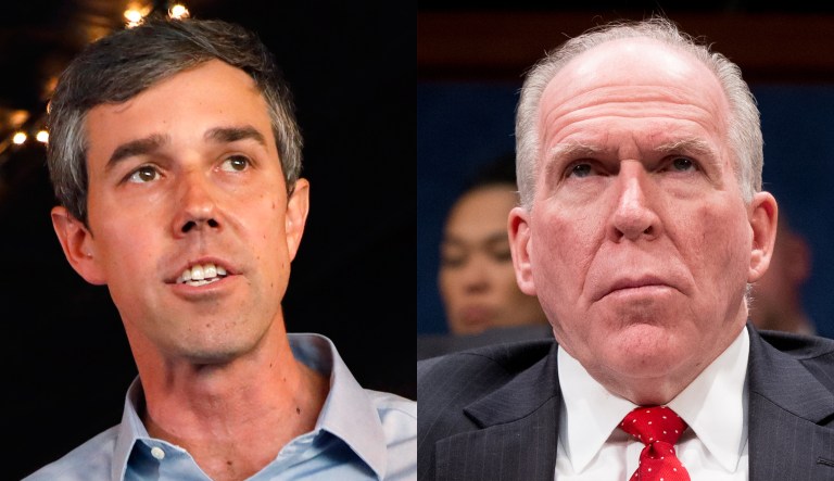 Pictured are Beto O'Rourke, left, and John Brennan, right.