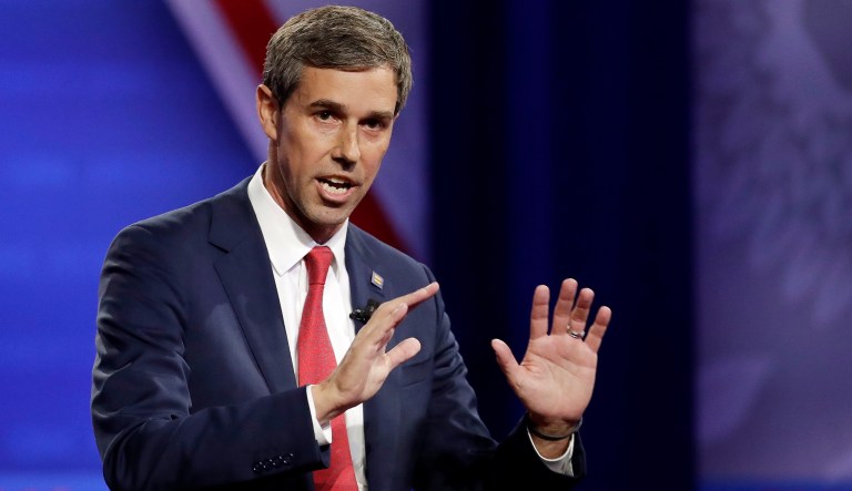 Democratic presidential candidate former Texas Rep. Beto O'Rourke speaks during the Power of our Pride Town Hall Thursday, Oct. 10, 2019, in Los Angeles. (AP Photo/Marcio Jose Sanchez)
