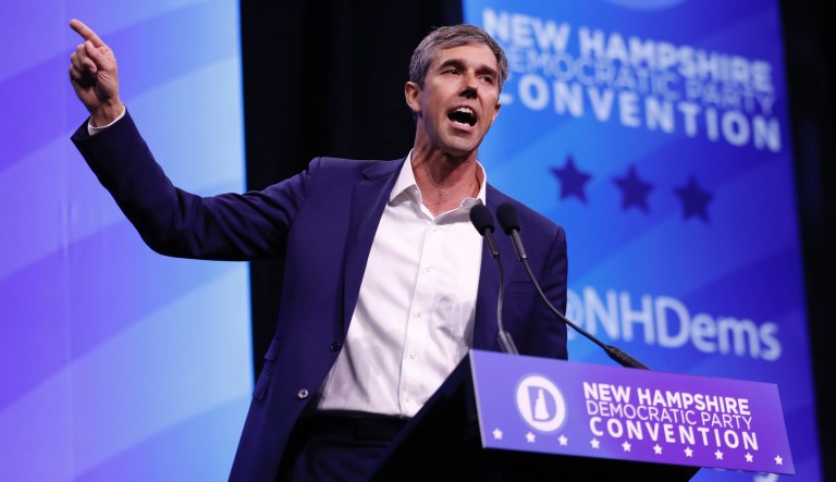 Democratic presidential candidate former U.S. Rep. Beto O'Rourke, D-Texas, speaks during the New Hampshire state Democratic Party convention, Saturday, Sept. 7, 2019, in Manchester, NH. 