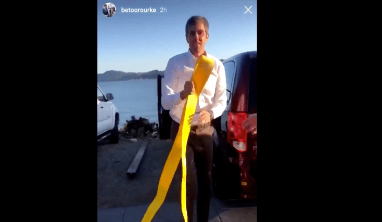 Former Texas Rep. Beto O'Rourke gets stuck in the mud. 
