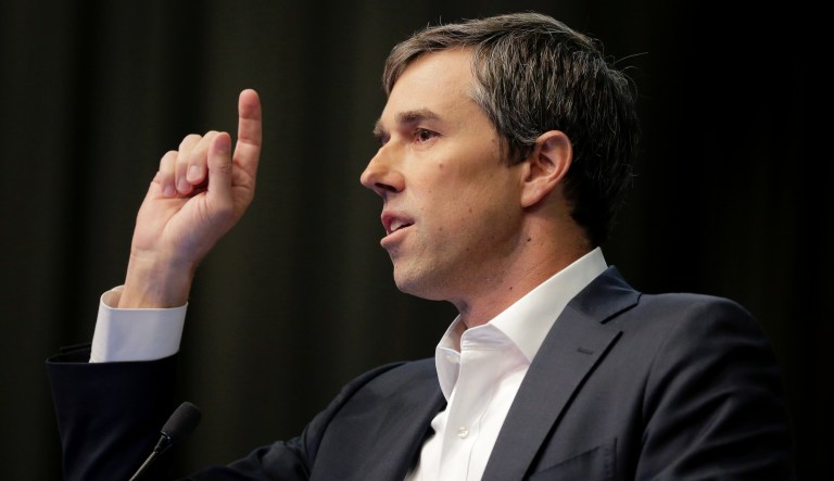 Democratic presidential candidate and former Texas congressman Beto O'Rourke speaks during the National Action Network Convention in New York, Wednesday, April 3, 2019. 