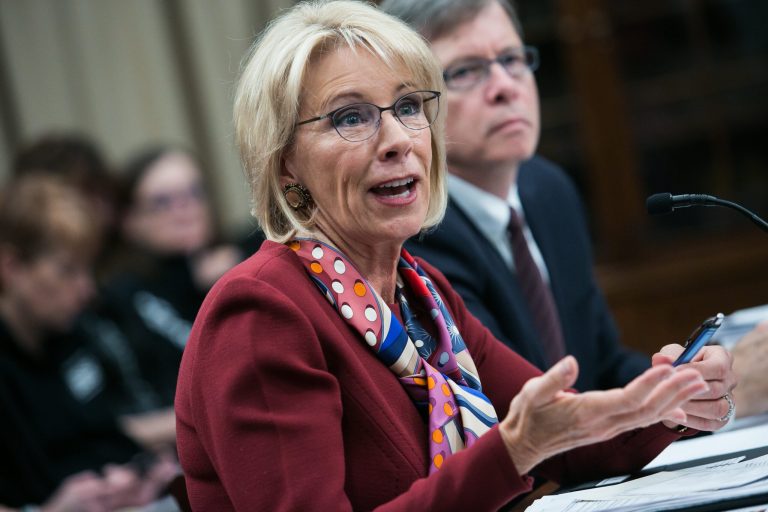 Education Secretary Betsy DeVos testifies on Capitol Hill, Tuesday, March 20, 2018, before the Labor, Health and Human Services, Education and Related Agencies Subcommittee, on the FY2019 Department of Education. 