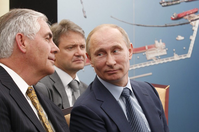Some GOP lawmakers have taken to questioning Exxon Mobil CEO Rex Tillerson's relationship with Russian President Vladimir Putin. (AP Photo/RIA-Novosti, Mikhail Klimentyev, Presidential Press Service)