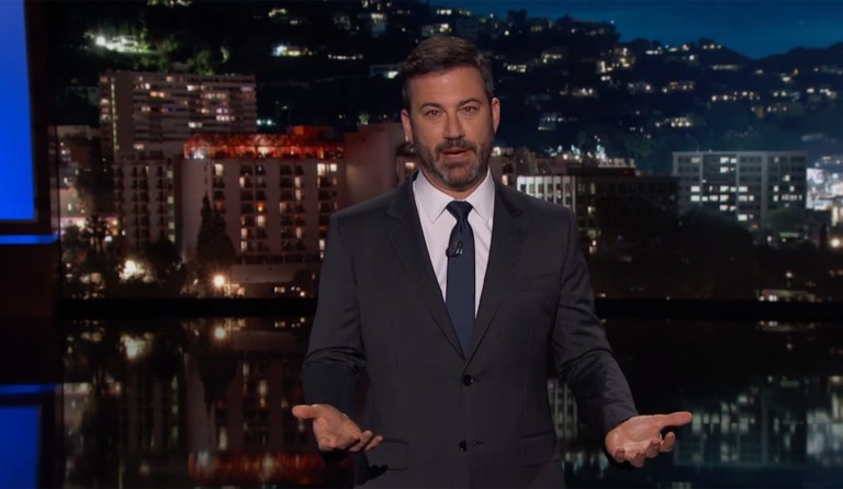 Jimmy Kimmel responded to President Trump's support of a bill that attempts to overhaul the Affordable Care Act by saying Trump would sign copies of the Koran in Iraq if it meant abolishing Obamacare. (Image courtesy screenshot)
