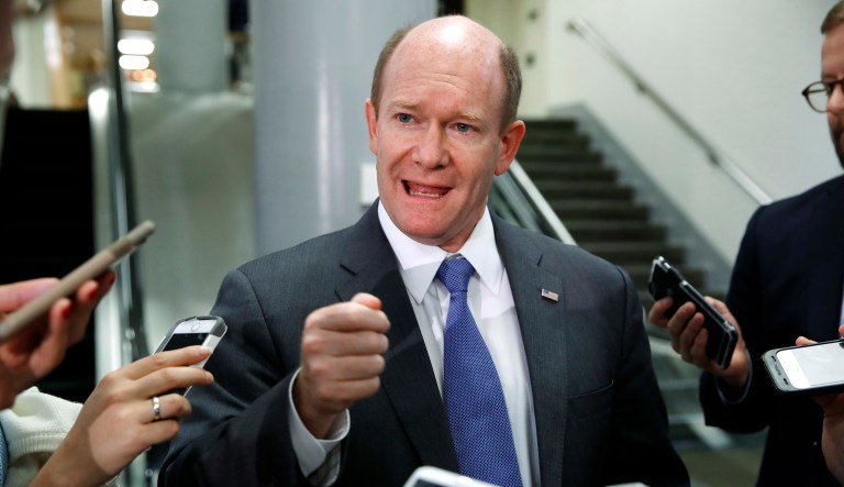 A bipartisan bill set to be introduced on Tuesday would pay seniors $75 to put together a living will that lays out a patient's wishes on medical treatment to doctors and family members should they become incapacitated. Sen. Chris Coons, D-Del., supports the bill in the Senate. (AP Photo/Jacquelyn Martin)