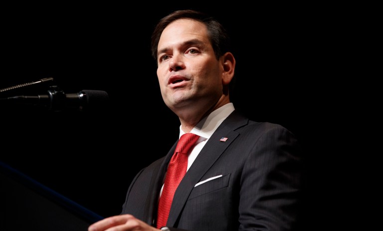 The inclusion of Rubio to the letter concerning the seized compounds is notable because he is a Russia hawk who has allied with Trump on other issues. (AP Photo/Evan Vucci)